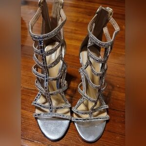 ALDO Fidenza Silver Jeweled Pumps